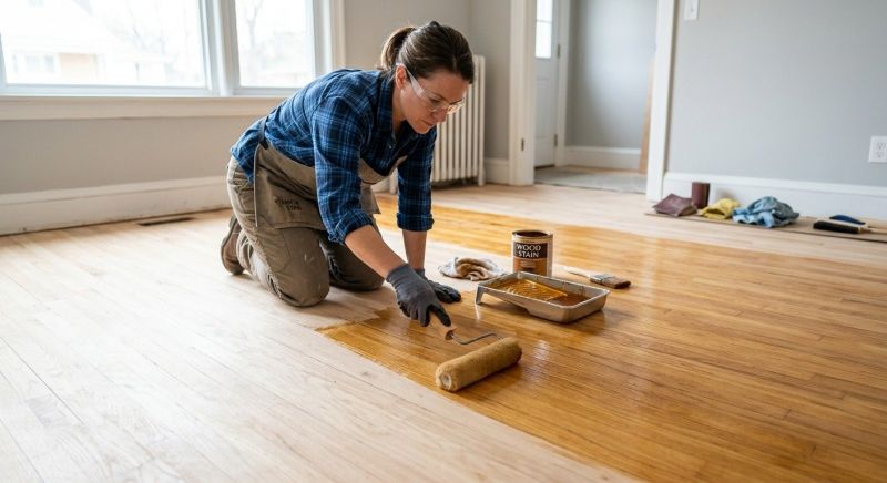 Walnut Floor Staining in Overland Park, KS